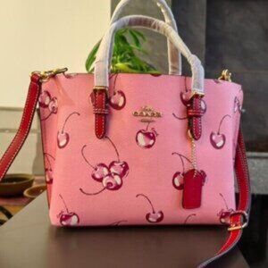 Coach Mollie Tote Bag 25 With Cherry Print